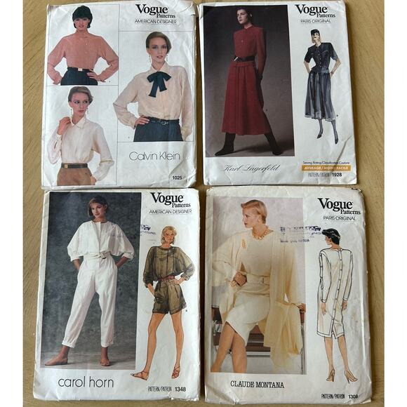 4 VTG Vogue 80s Sew Patterns designer Lagerfeld, Horn, Klein, Montana, Workwear - Picture 1 of 11